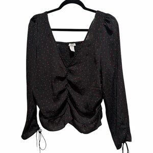H&M Black Blouse with Red Dots